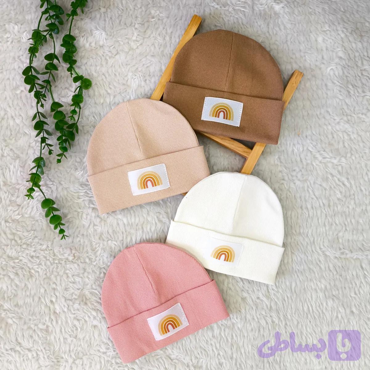 کلاه کبریتی نوزادی بچگانه رنگین کمان سایز 3 ماه تا 2 سال