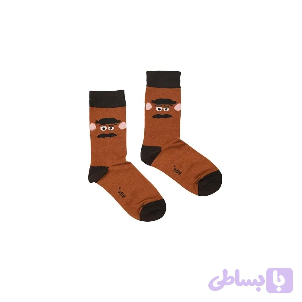 جوراب ساقدار طرح آقای سیب زمینی نخی فری سایز 36 تا 41