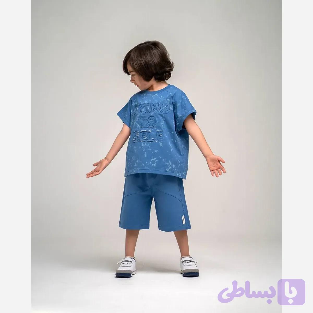 ست دو تکه تابستانه وست تیشرت و شلوارک اسپرت طرح سنگشور سایز 1.5 تا 7 سال