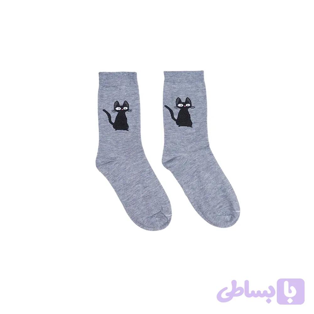 جوراب ساقدار طرح گربه نخی فری سایز 36 تا 41