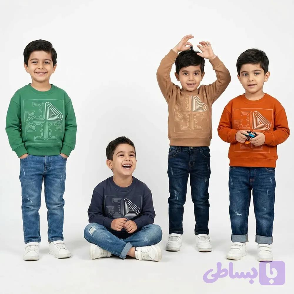 بلوز پسرانه چاپ برجسته پنبه ای مناسب پاییز و زمستان