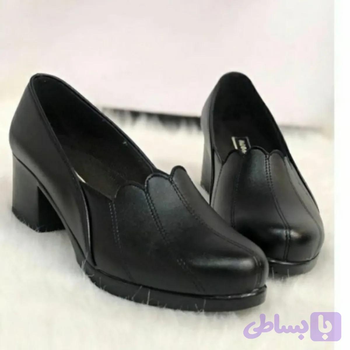 کفش زنانه طبی چرمی پاشنه دار طرح Zara مشکی سایز 37 تا 40