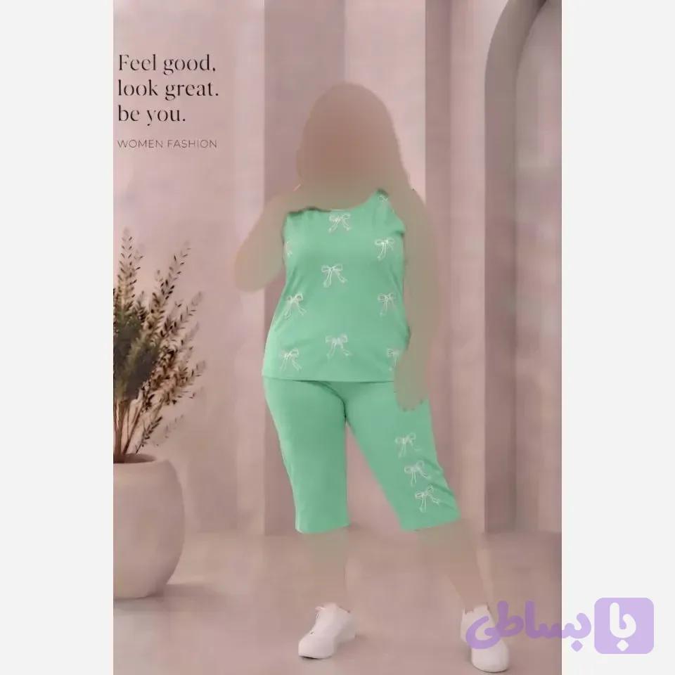 ست تاپ شلوارک نخ لاکرا فول کش پاپیونی