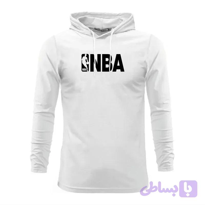 تیشرت آستین بلند کلاه دار طرح NBA مردانه جنس نخ اعلا سه رنگ