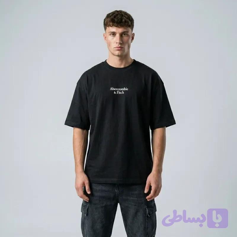 تی شرت اورسایز آستین سه ربع یقه گرد مردانه طرح حروف