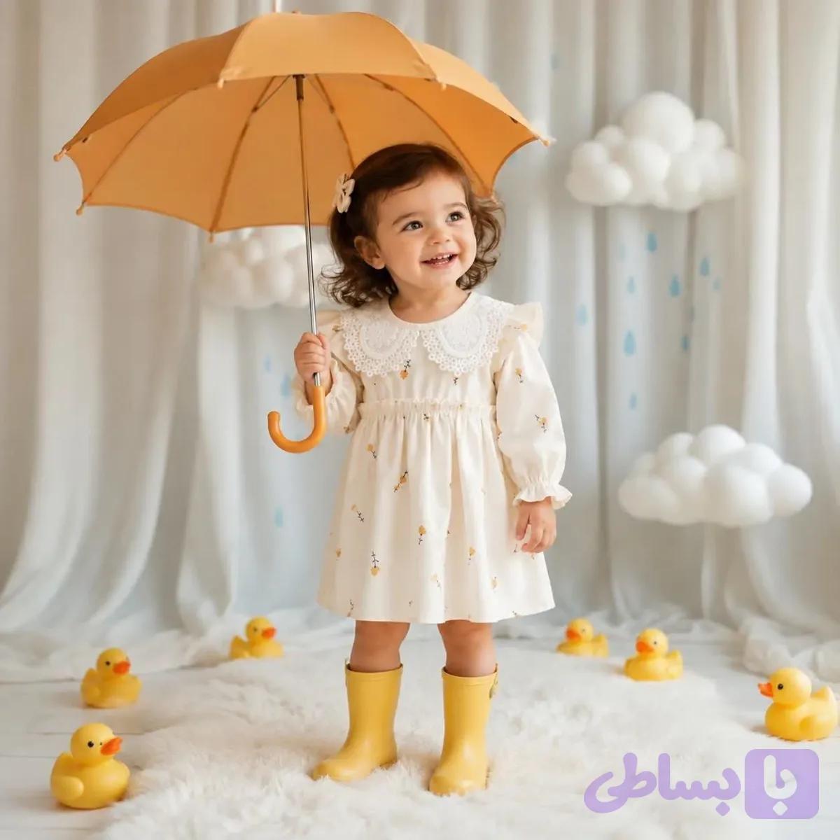 بادی دامندار مجلسی نوزادی دخترانه پیراهن گل گلی پنبهای