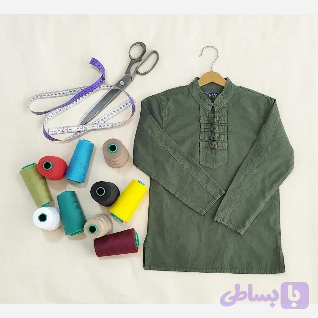 پیراهن پسرانه الیاف طبیعی مدل آرتین رنگ سدری سایز 4 تا 8