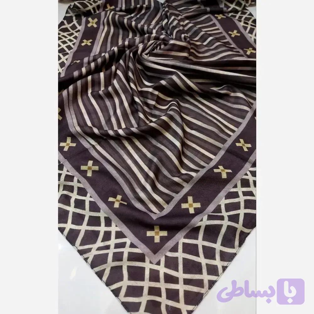 روسری زنانه نخی قواره بزرگ 120 سانت دوردوزی رنگبندی متنوع