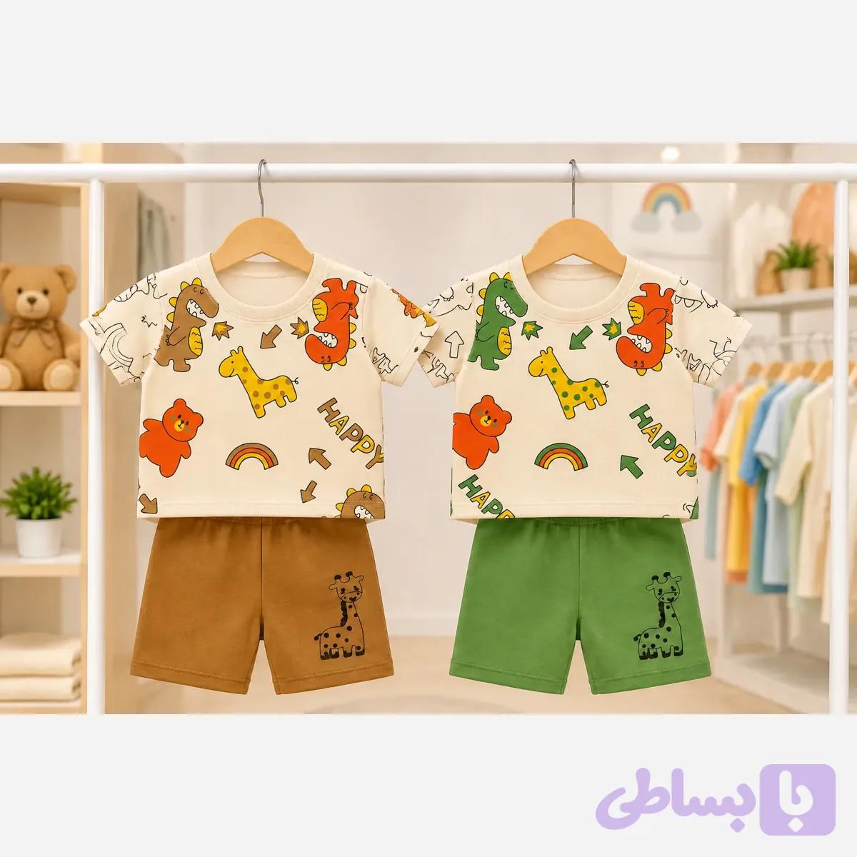 ست بلوز و شورت پسرانه اسپان سایز 40 تا 55 مناسب 2 تا 8 سال