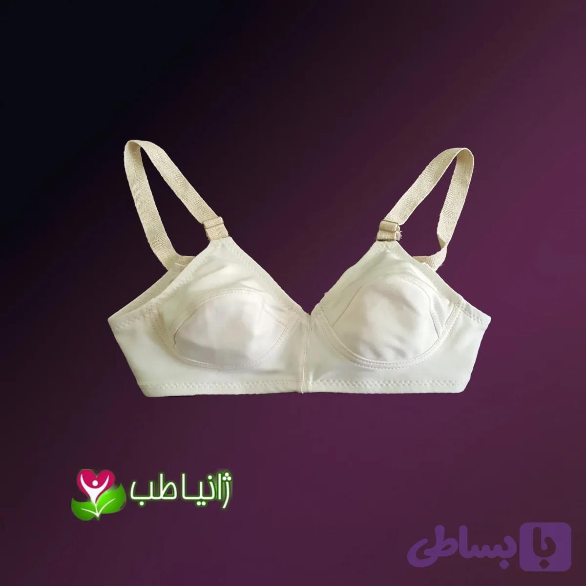 سوتین زنانه نخی الیاف طبیعی پنبه کرم روشن ضد حساسیت سایز 65 تا 95