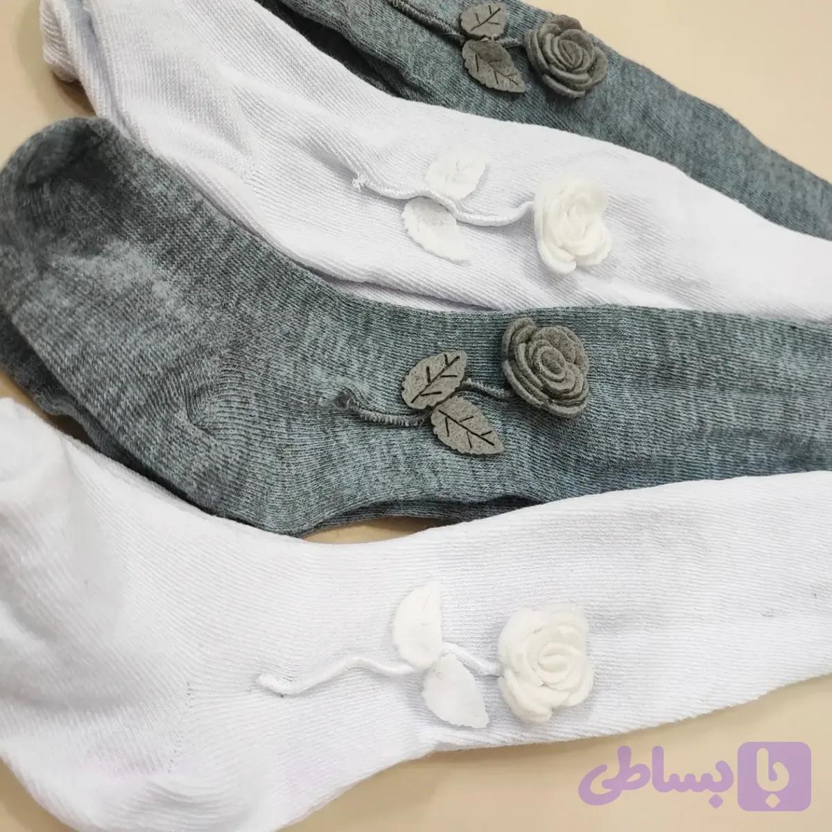 جوراب شلواری دخترانه تمام نخ بهاره طوسی سایز 4 تا 6 سال