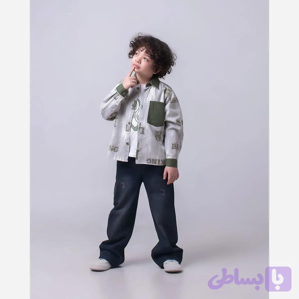 ست سه تیکه پسرانه رویه کتان شلوار جین