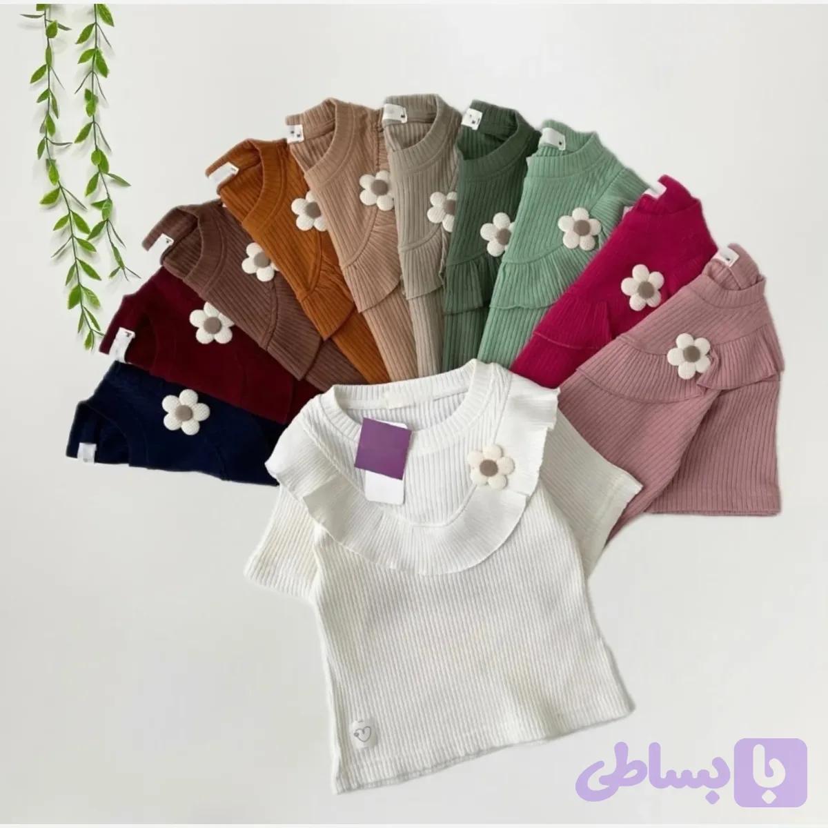 تیشرت پنبه کبریتی گلدار دخترانه 2 تا 8 سال