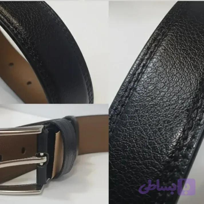 کمربند مردانه چرم مصنوعی مشکی کلاسیک دور دوخت