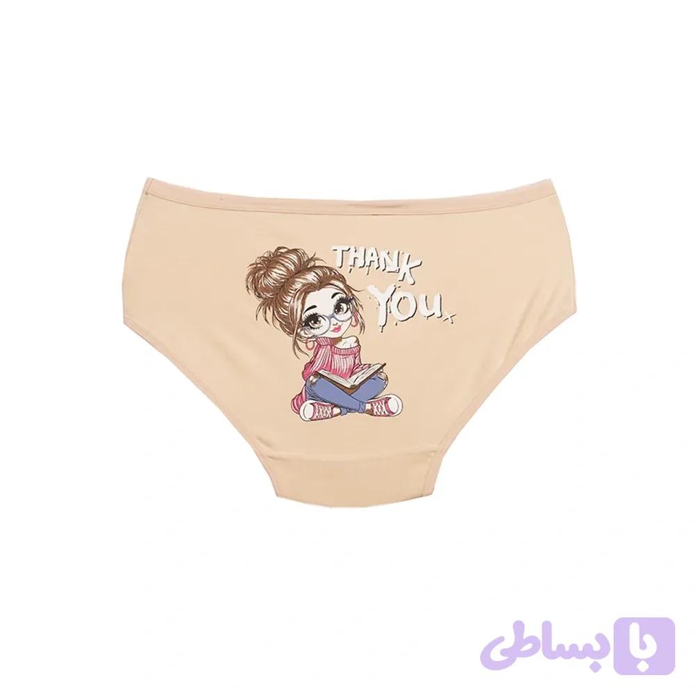 شورت زنانه اسلیپ نخی طرح نشسته کتاب به دست سایز XL برند بانو
