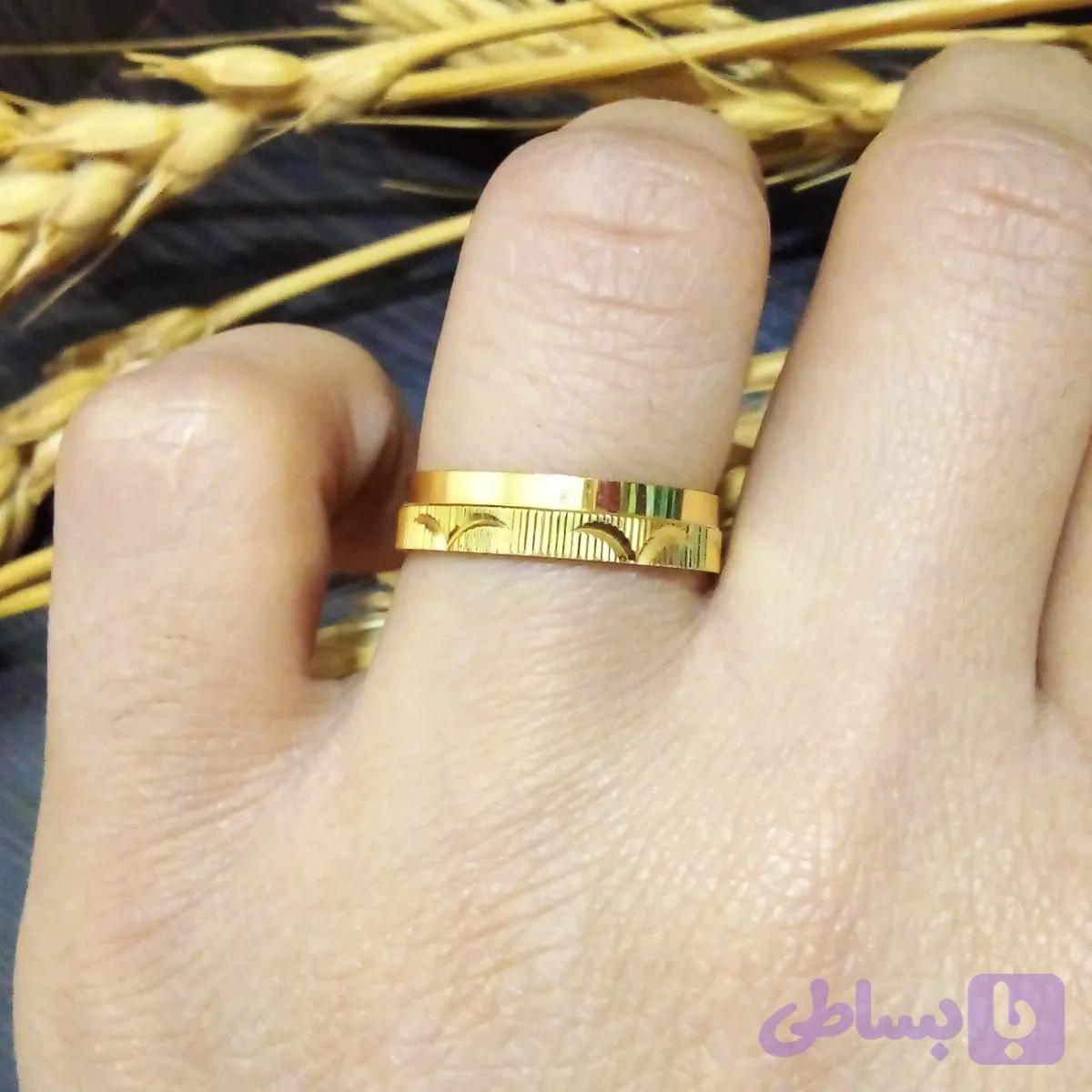 انگشتر استیل اسپرت رنگ طلایی سایز 8 و 10 ضد حساسیت