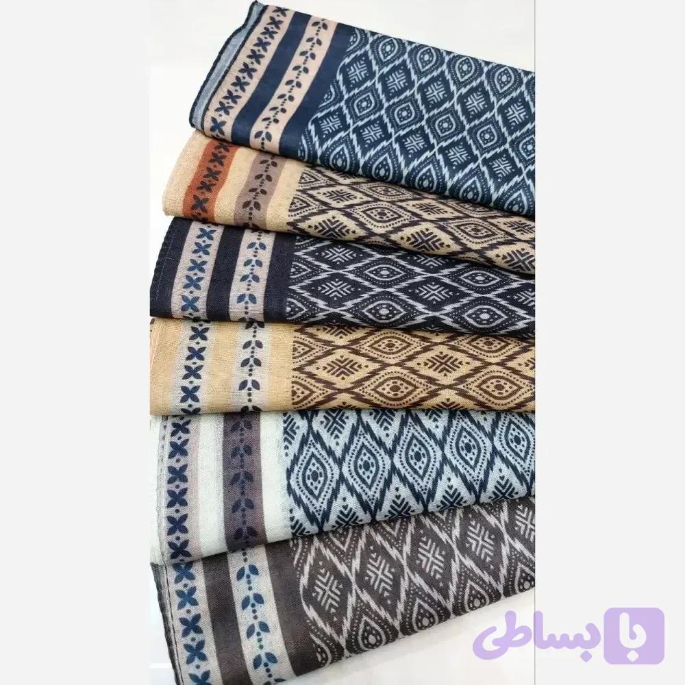 روسری نخی زنانه طرح گل قواره یک متری دوردوخت