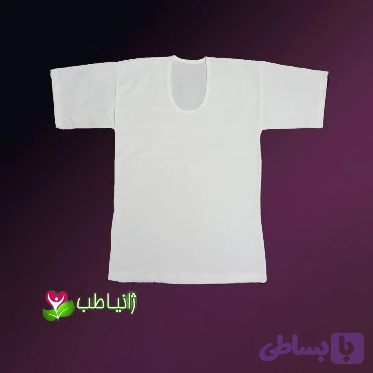 زیرپوش نیمه آستین مردانه 100 درصد نخی الیاف طبیعی ژانیاطب سایز M و L رنگ کرم روشن