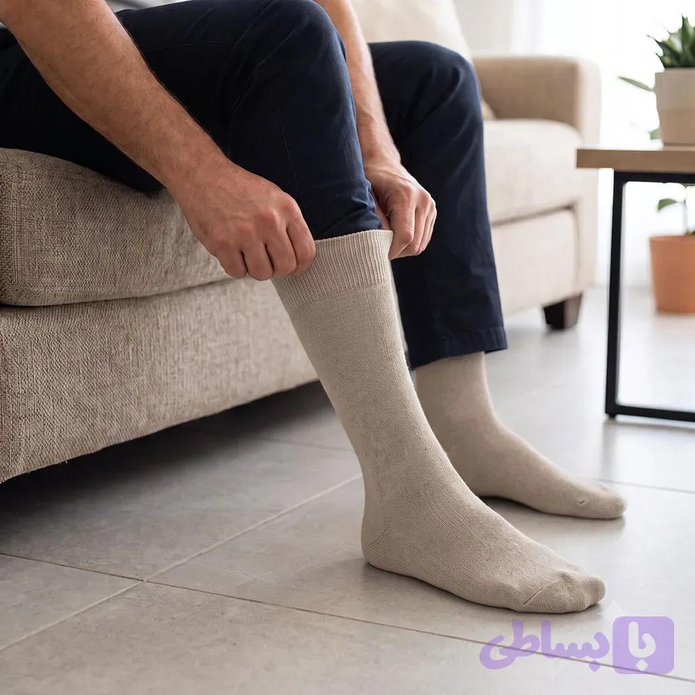 جوراب ساق بلند مردانه ساده پنبه ای سایز 40 تا 44 ایرانی
