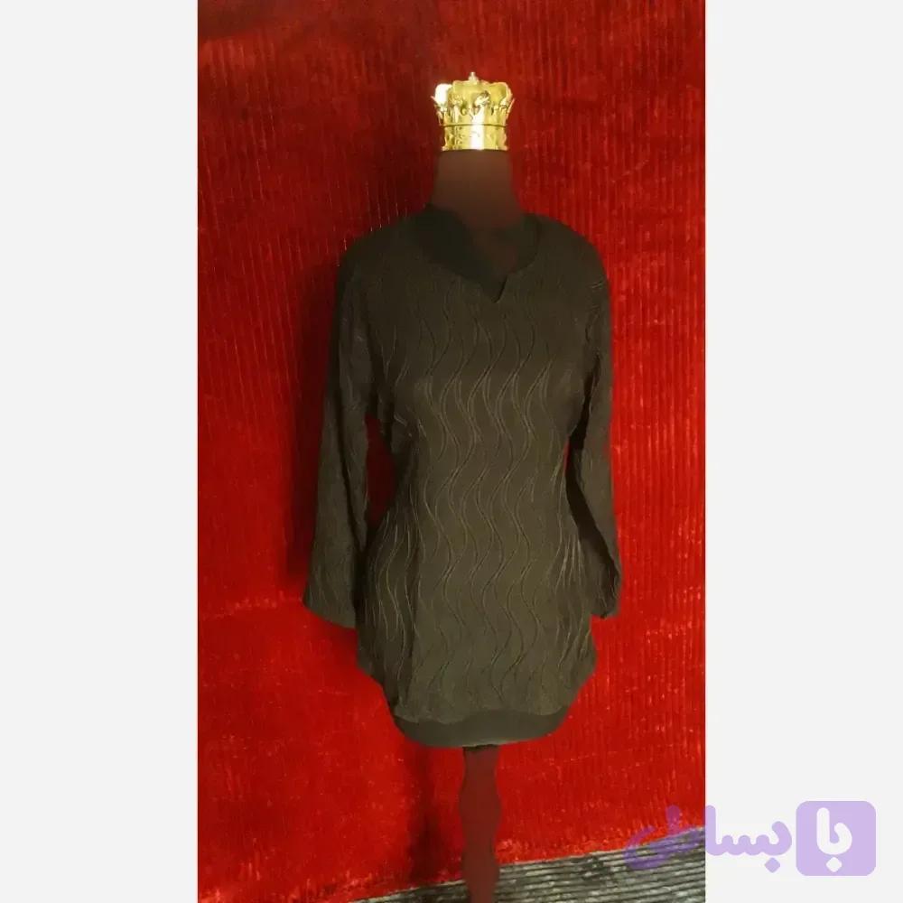 تونیک بهاره نخی طرح موجی کمربندی مناسب سایز 40 تا 46