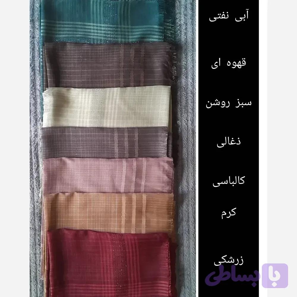 روسری مجلسی نخی زرک دار قواره 125 سانت ایستایی عالی بدون چروکی