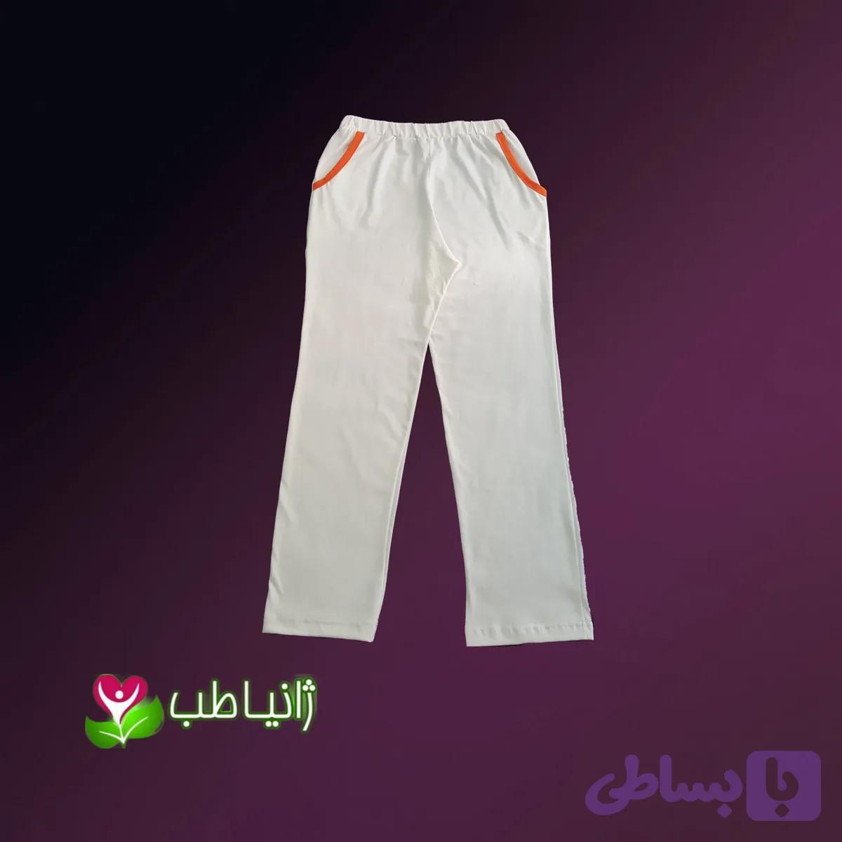 شلوار راحتی زنانه نخی پنبه غیر تراریخته سایز L تا 2XL رنگ کرم