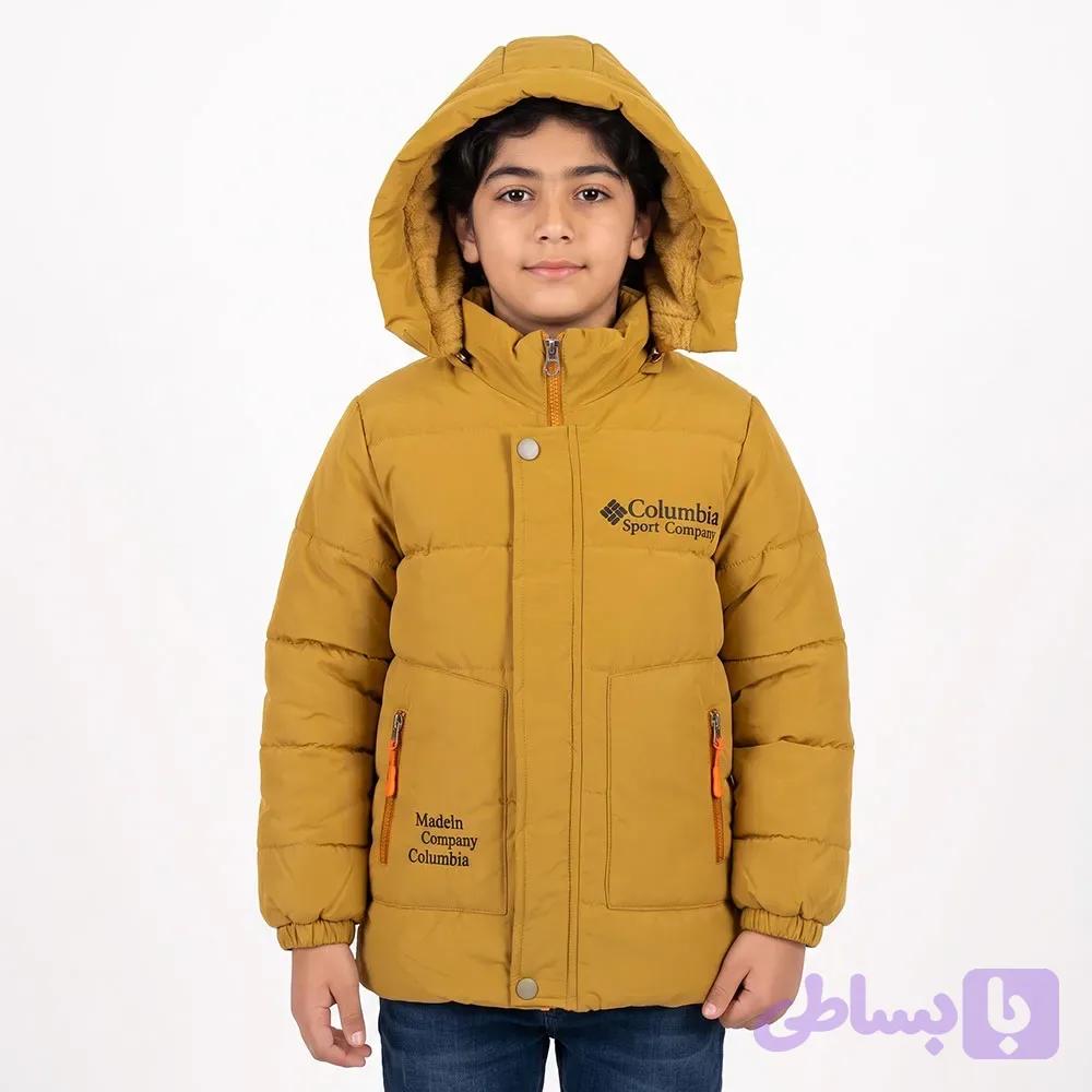 کاپشن پسرانه سیلیکونی کلمبیا آستر خز رنگ نسکافه ای