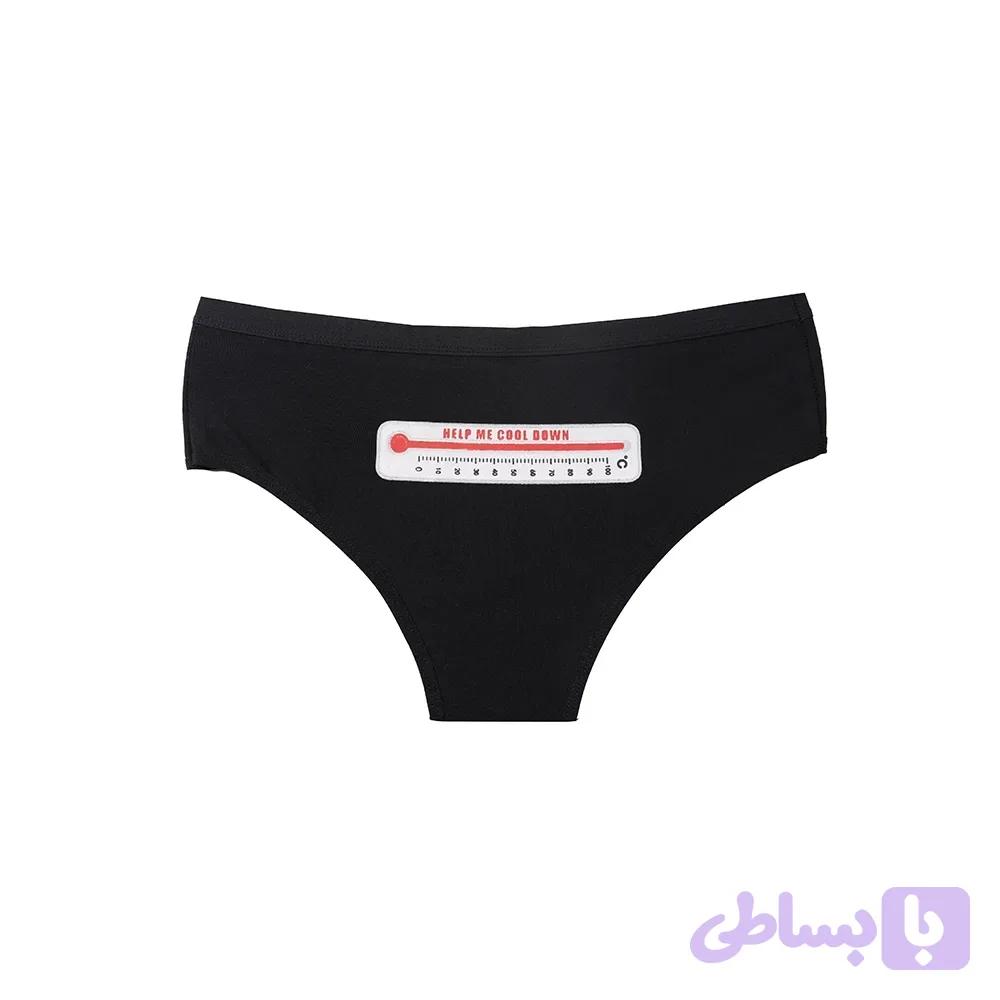 شورت زنانه اسلیپ نخ و پنبه پشت چاپ طرح دماسنج
