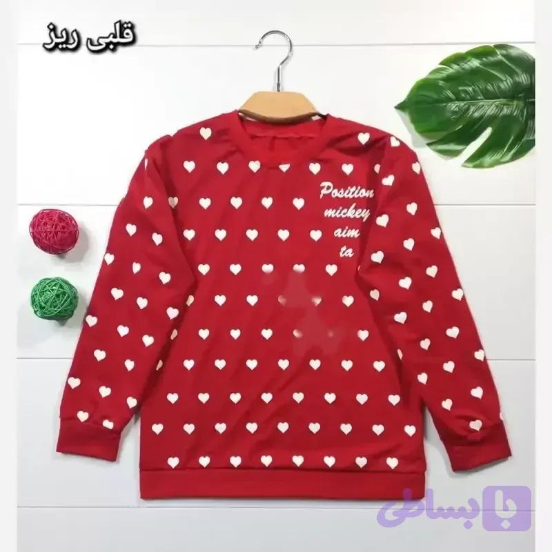 بلوز قرمز زنانه یقه گرد پنبه پلی استر سایز 38 تا 44