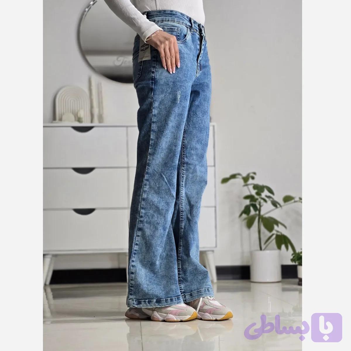 شلوار جین بوت کات دمپا گشاد زنانه ابی سایز 38