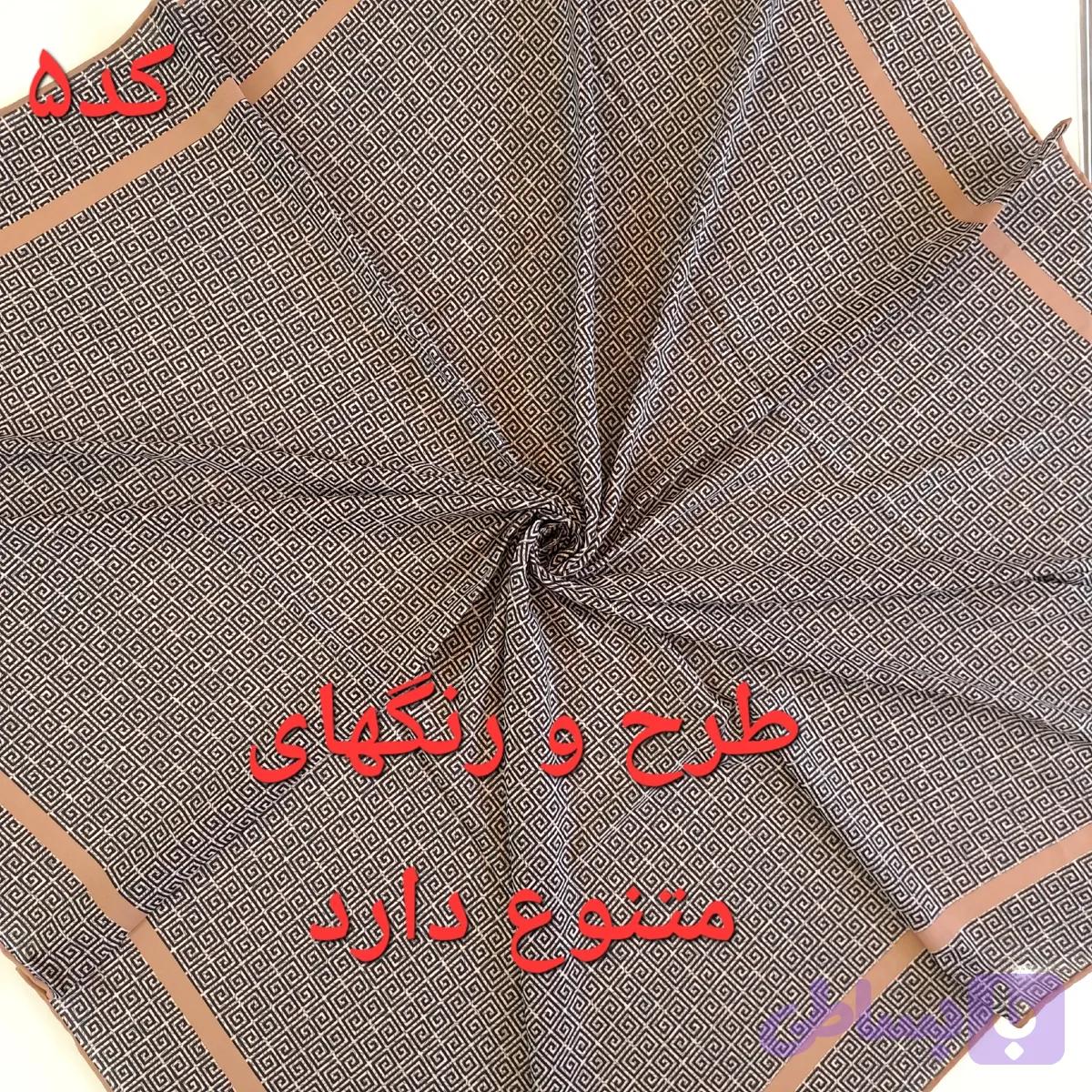 روسری نخی زنانه مشکی قواره 140 دور دست دوز