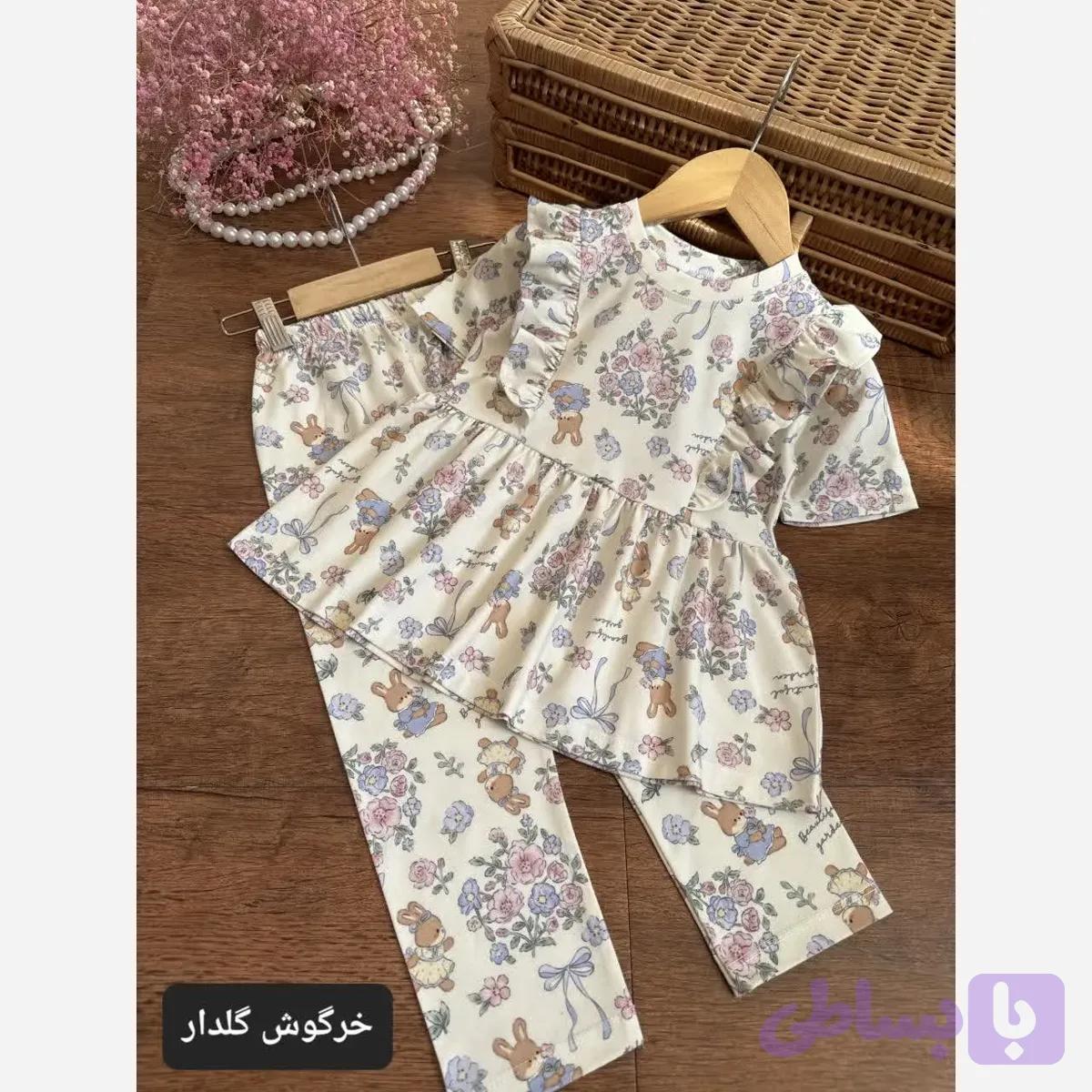 ست بلوز و شلوار راحتی دخترانه جنس پنبه سایز 40 تا 60 مناسب 2 تا 9 سال