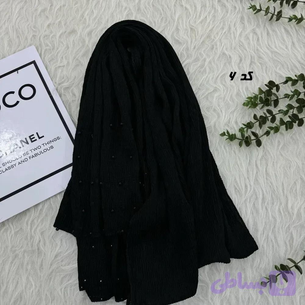 شال نخی مشکی قواره بزرگ 90 در 200 سانتیمتر بدون سُر خوردن و چروک شدن