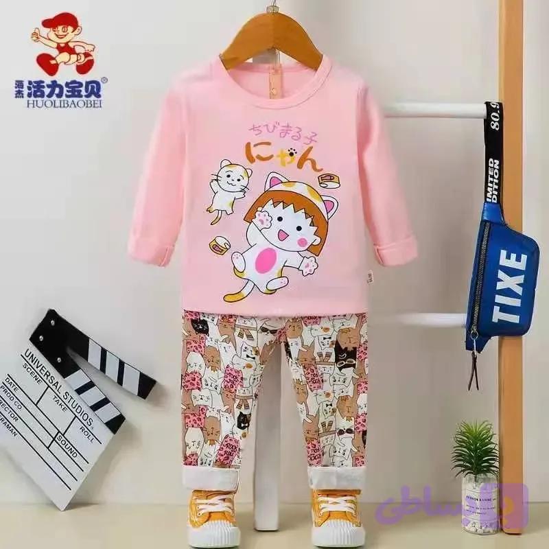 ست راحتی دخترانه نخ پنبه وارداتی مناسب 3 تا 7 سال