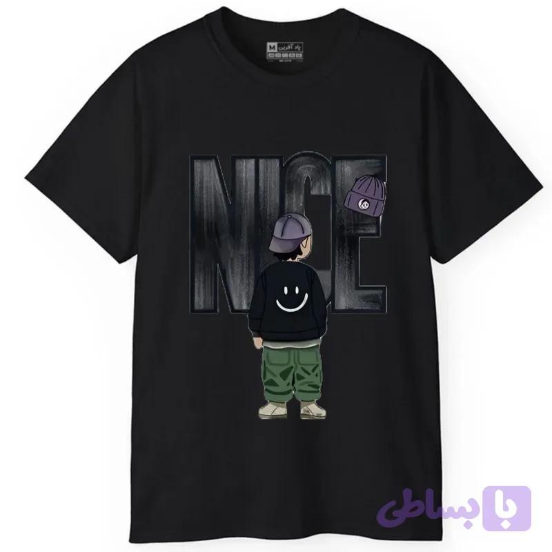 تیشرت آستین کوتاه مردانه مدل کلمه انگلیسی پسر رنگ مشکی سایز M L XL XXL