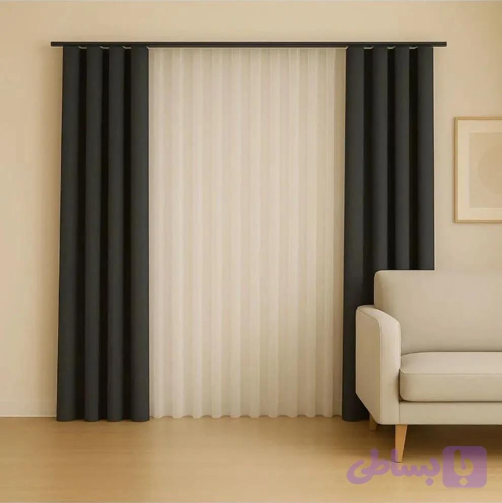 پرده مینمیال حریر ساده و مخمل کالیفرنیا مناسب برای عرض دو متر | پرده لارا — تصویر 1