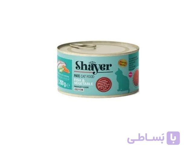 کنسرو گربه پته ای شایر طعم ماهی و سبزیجات (200 گرمی)