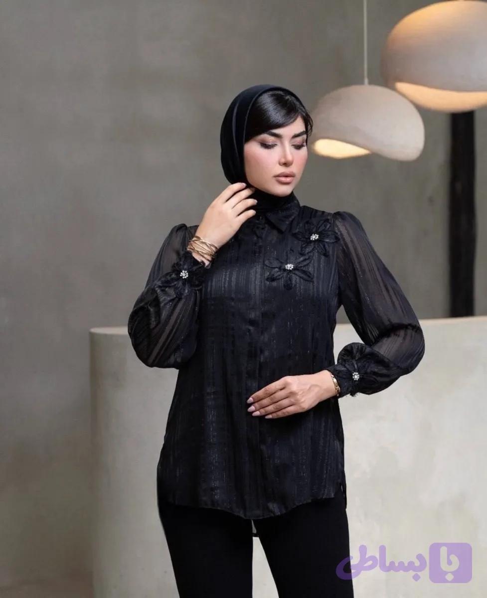 شومیز مشکی حریر دیپلمات