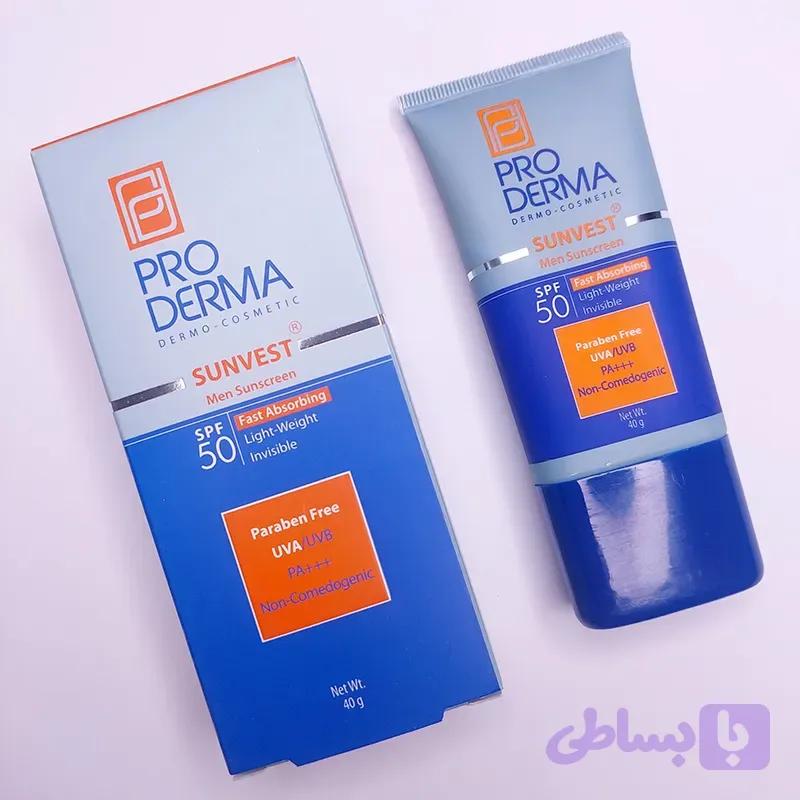 کرم ضد آفتاب فاقد چربی پرودرما PRO DERMA مناسب آقایان spf 50 حجم 40 گرم 92377