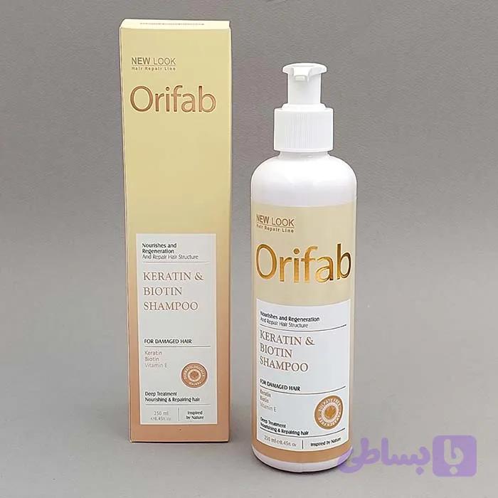 شامپو کراتین اوری فاب Orifab حاوی بیوتین و ویتامین E مناسب موهای آسیب دیده حجم 250 میل 93618