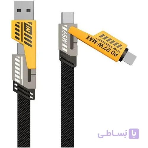 کابل تبدیل USB / USB-TC به USB-TC / لایتنینگ  مدل 4IN1 Flat Wire طول 1 متر — تصویر 1