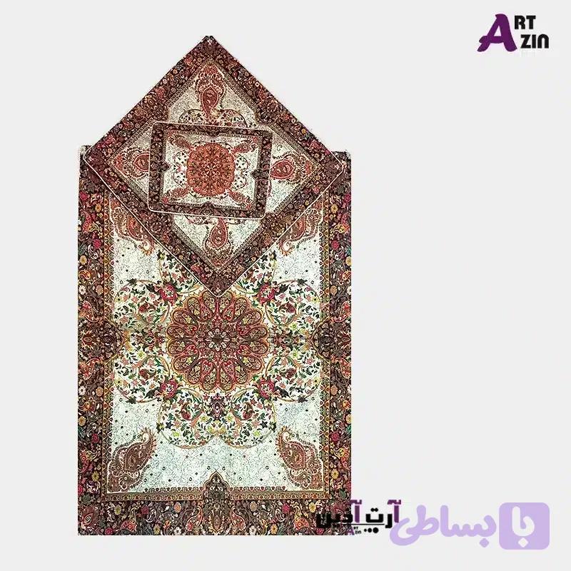 جانماز ترمه سه تکه طرح افشاری طلایی | ترمه یزد کد: 1655 — تصویر 1