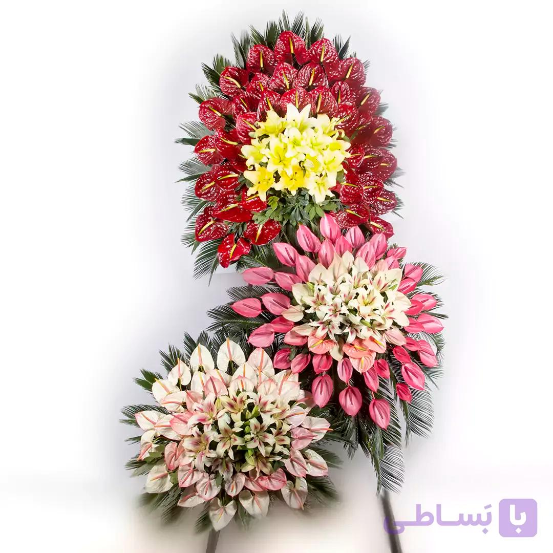 تاج گل تبریک 3 طبقه کد 8630 | باختر