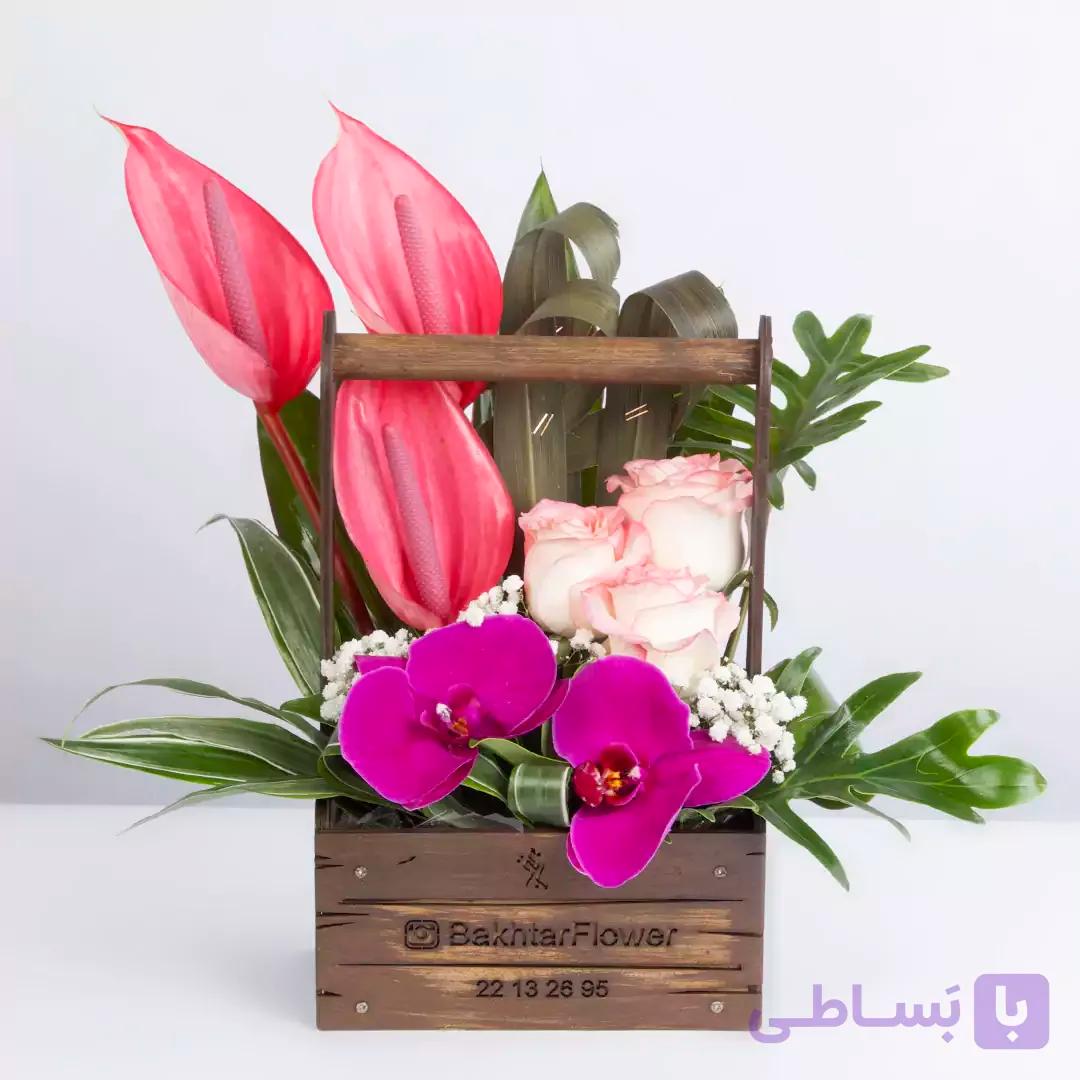 باکس چوبی گل ارکیده و رز کد 2510| گل باختر