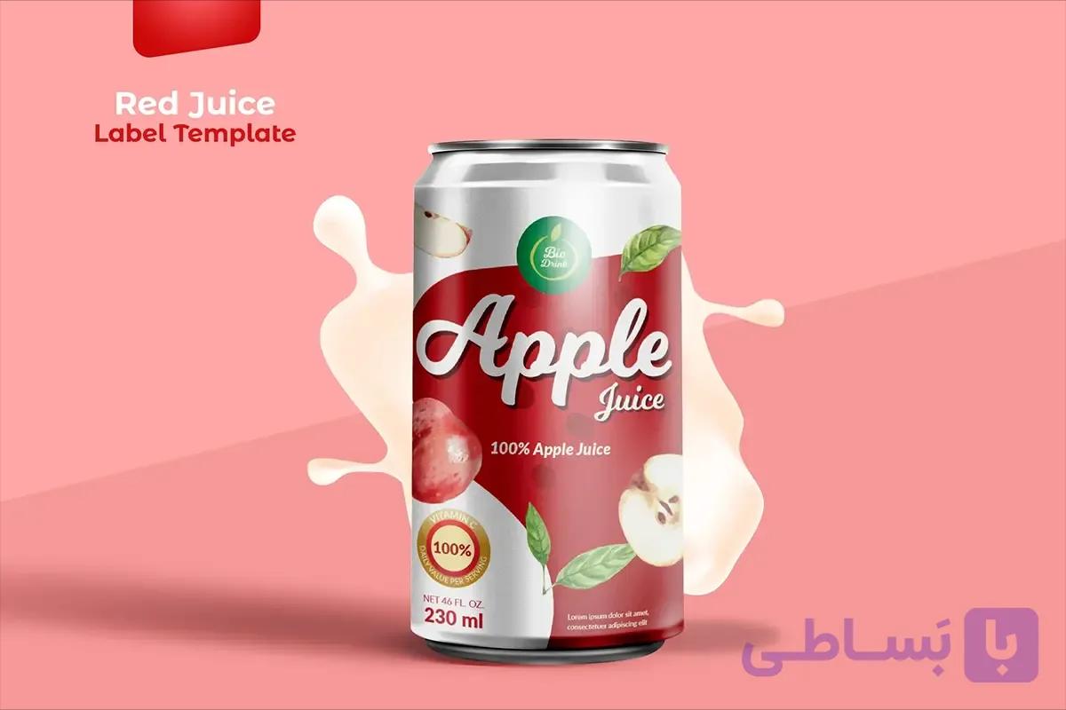 طرح لایه باز بسته‌بندی قوطی آبمیوه قرمز و سفید — تصویر 1