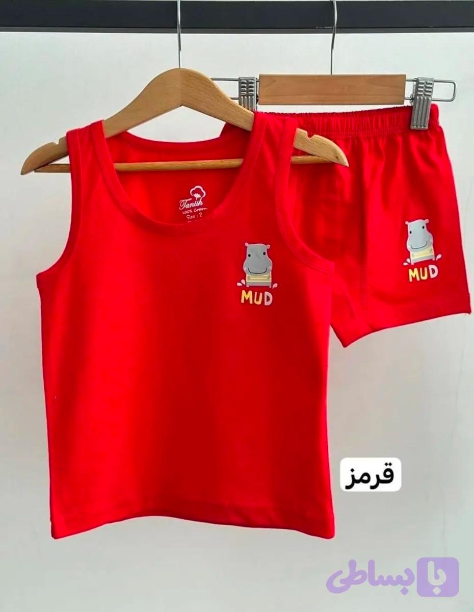 ست دو تیکه رکابی و شورت پسرونه جنس%100 نخی از تولیدی تانیش