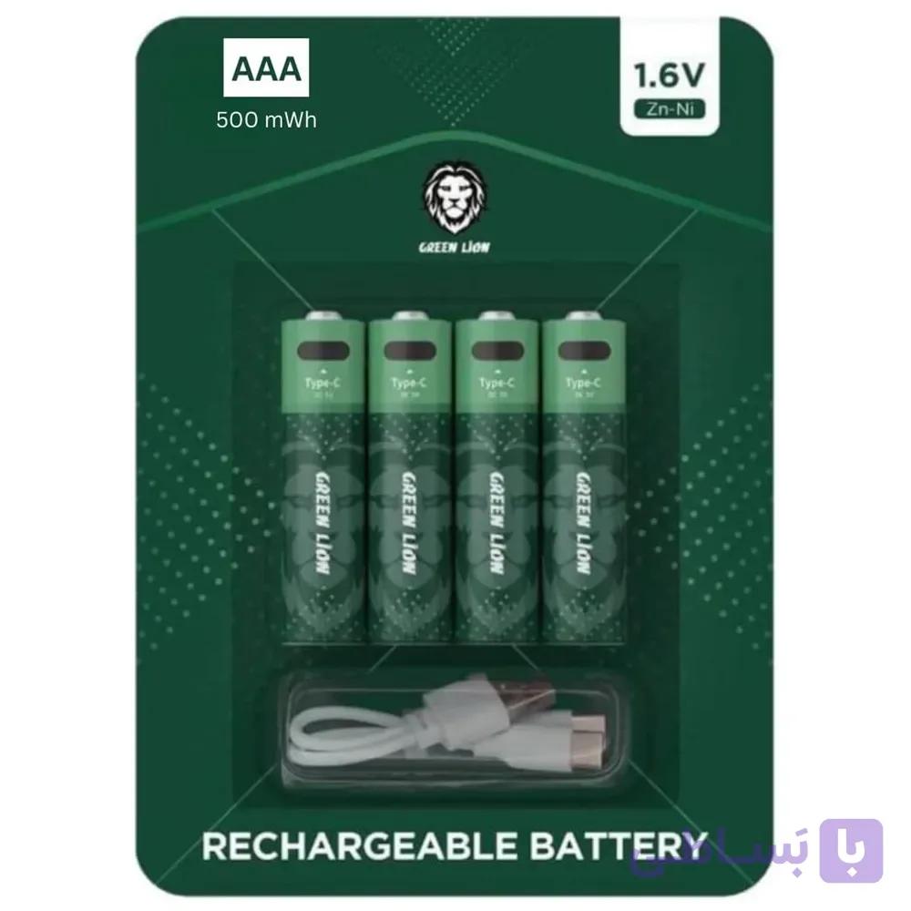 باتری نیم قلمی قابل شارژ گرین لاین Green Lion Rechargeable Battery AAA 500mWh — تصویر 1