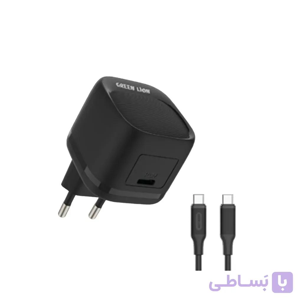 شارژر تک پورت 20 وات تایپ سی گرین لاین Green Lion به همراه کابل USB-C