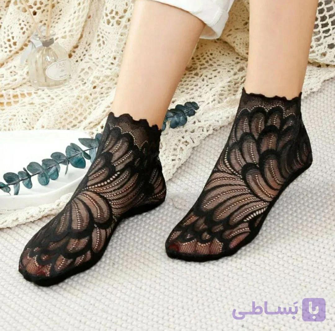 خرید عمده جوراب گیپور مجلسی زنانه طرح طاووس