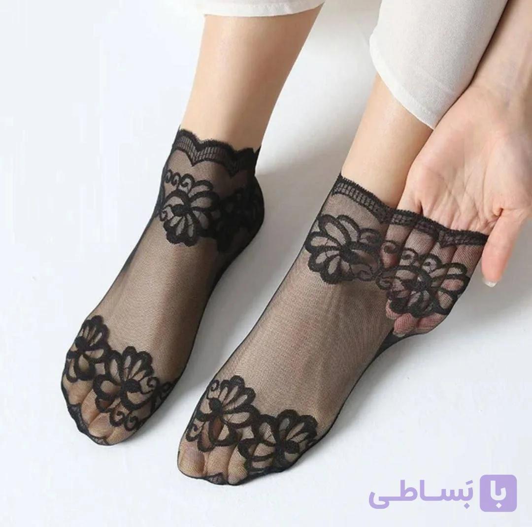 خرید عمده جوراب زنانه گیپوری گل دوبل